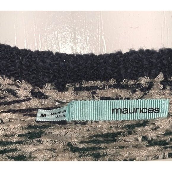 Maurices Womens M Open Front Cardigan Sweater Navy & Beige Zigzag Acrylic Blend - Picture 3 of 9